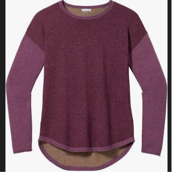 SMARTWOOL Shadow Pine Colorblock Crew Sweater in Argyle Purple Heather, X-Large - Picture 1 of 12